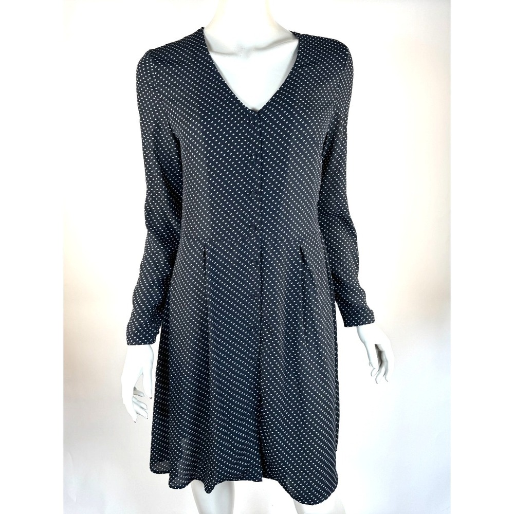 ICHI Chiffon Dress Women‎ 38 US 10 M NWT Button Up Long Sleeve V-neck Unlined